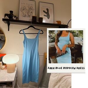 zara blue bodycon dress